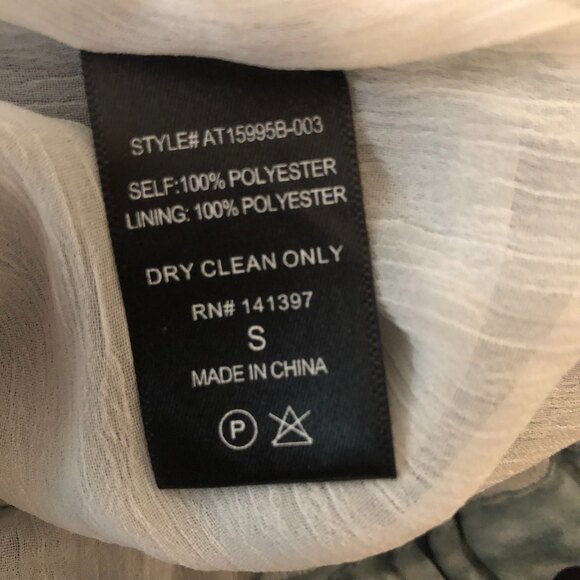 ASTR The Label Green White Faux‎ Wrap Flowy Balloon Sleeve Blouse Womens Size S - Picture 7 of 8